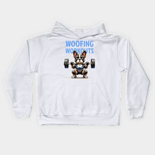 Woofing Workouts: Frenchie Masters Front Squat Kids Hoodie